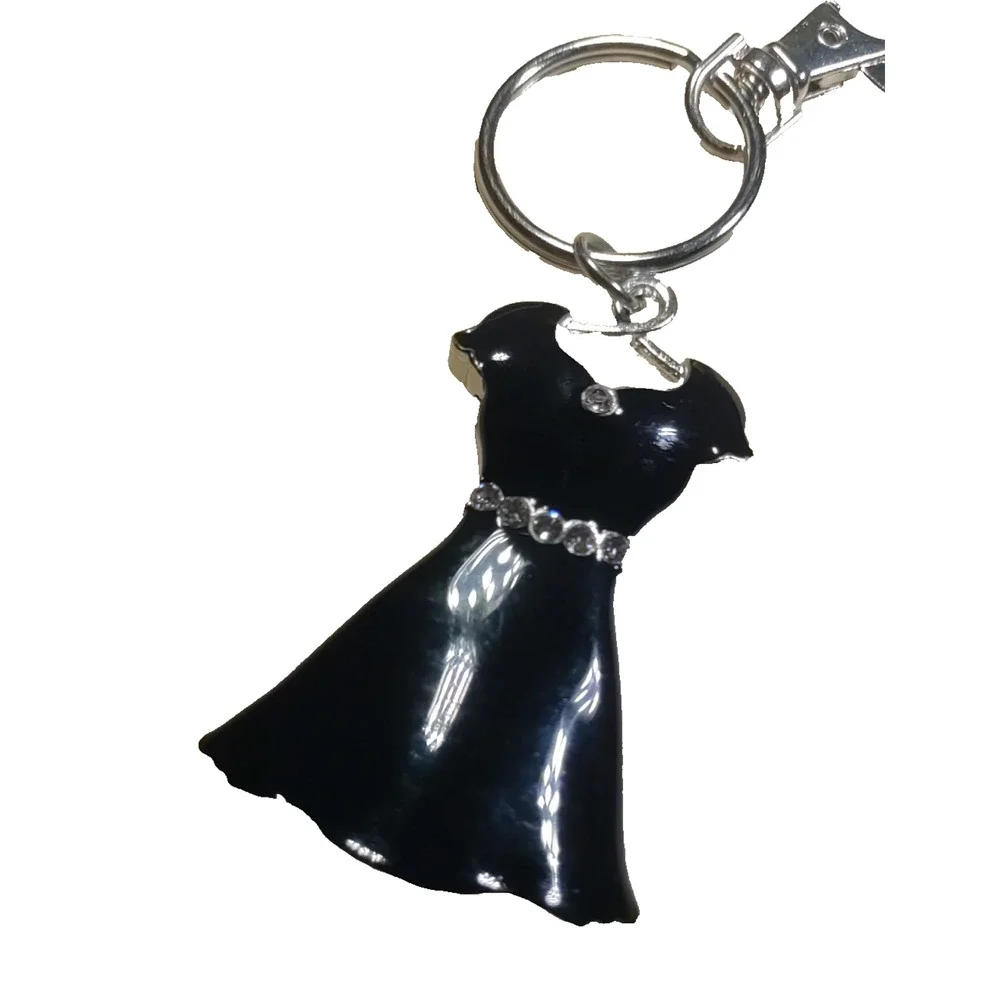 Little Black Dress Keychain Rhinestone Purse clip Fancy